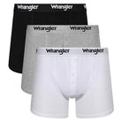 Wrangler 3 Pack Button Fly Cotton Stretch Boxers - Black/Grey/White