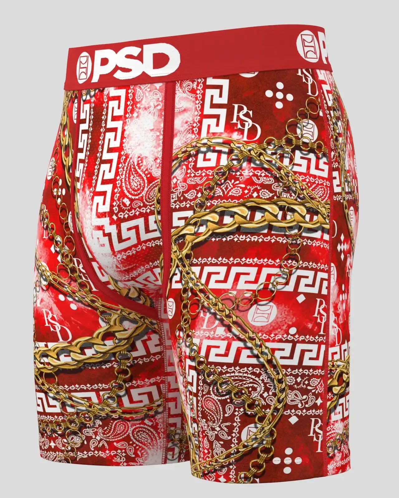 PSD Men's Paisley 7" Boxer Briefs - Red/Gold