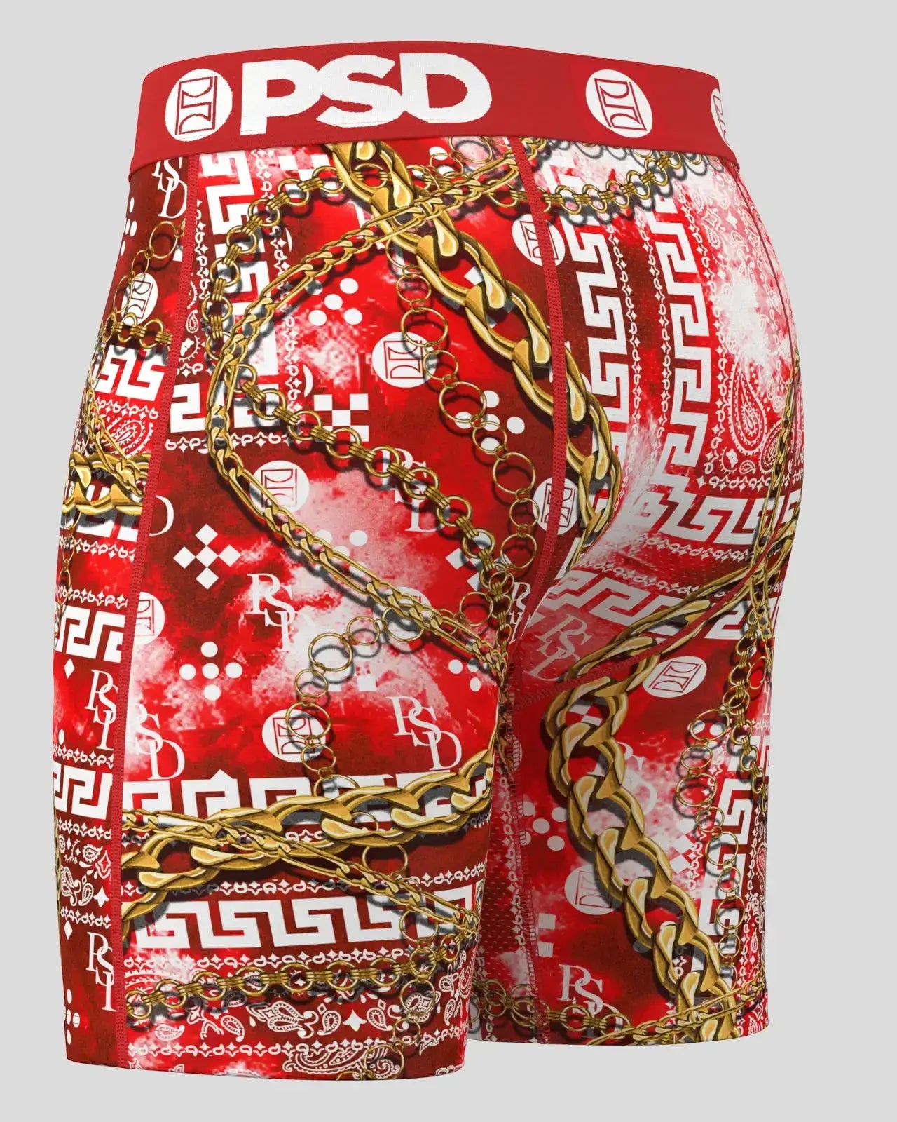 PSD Men's Paisley 7" Boxer Briefs - Red/Gold