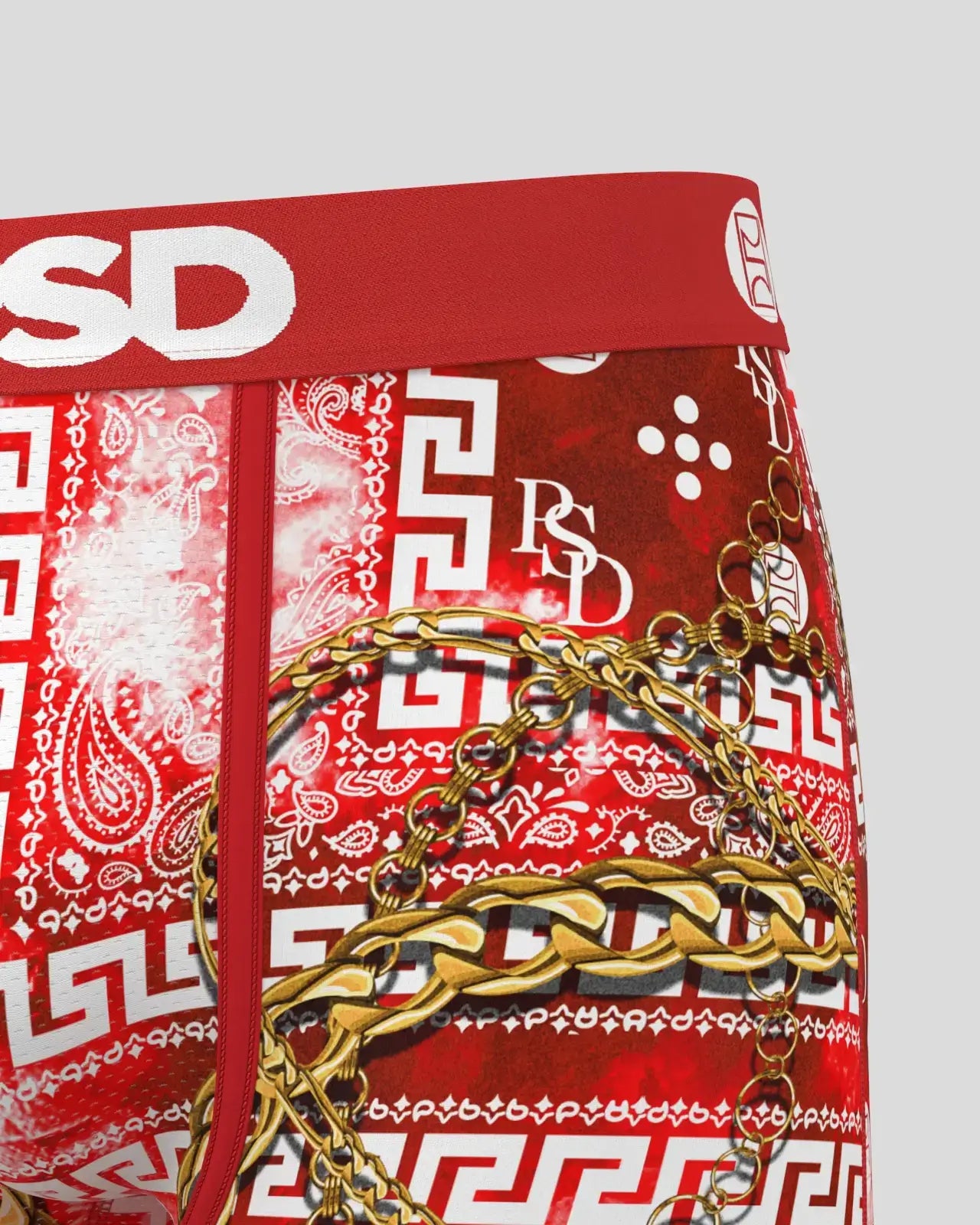 PSD Men's Paisley 7" Boxer Briefs - Red/Gold