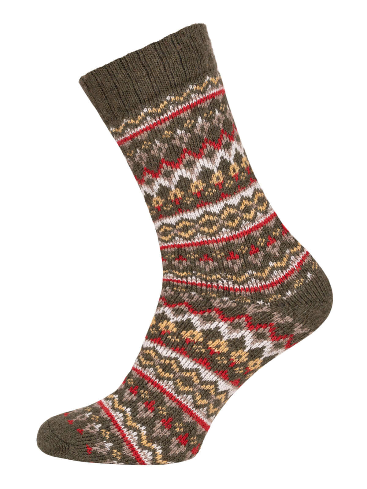 Hygge Nordic Wool Socks Olive | Thick Norwegian Winter Socks