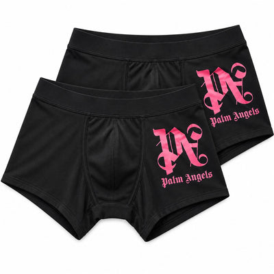 Palm Angels Logo Cotton Stretch Trunks 2 Pack