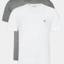 Emporio Armani 2 Pack Stretch-Cotton Lounge Crew T-Shirts - White/Grey Melange