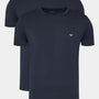 Emporio Armani 2 Pack Lounge Crew 100% Cotton T-Shirts - Navy Blue