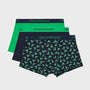 Emporio Armani 3 pack Pure Cotton Low Rise Trunks - Green, Black Print