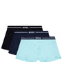 Boss 3 Pack of Stretch-Cotton Trunks - Blue/Black/Teal