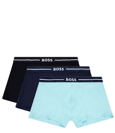 BOSS 3 Pack of Stretch-Cotton Trunks - Blue / Black / Teal