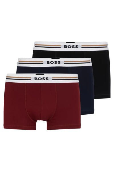 BOSS Revive 3 Pack Soft-Touch Stretch Trunks - Red / Blue / Black