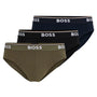 BOSS Men's 3 Pack Stretch Cotton Briefs - Olive/Black/Navy