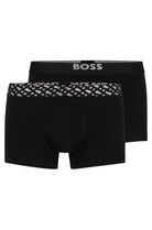 BOSS 2 Pack Metallic Waistbands Cotton Stretch Trunks - (Black) Gift Boxed