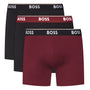 Boss 3 Pack of Stretch Cotton Power Boxer Briefs - Black/Red