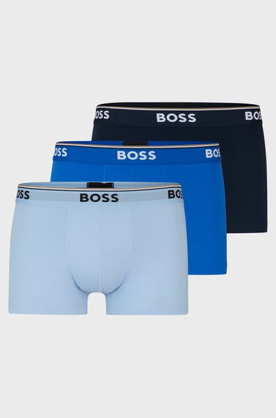 BOSS 3 Pack of Stretch-Cotton Trunks - Blue / Sky Blue / Cobalt