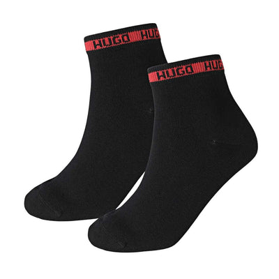 Hugo 2-Pack Short Socks, Cotton Rich -  Black