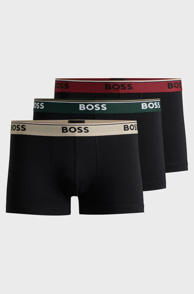 BOSS 3 Pack of Stretch-Cotton Power Boxer Trunks - Black