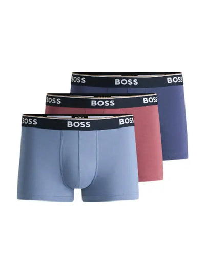 BOSS 3 Pack of Stretch-Cotton Power Boxer Trunks - Blue / Navy / Red