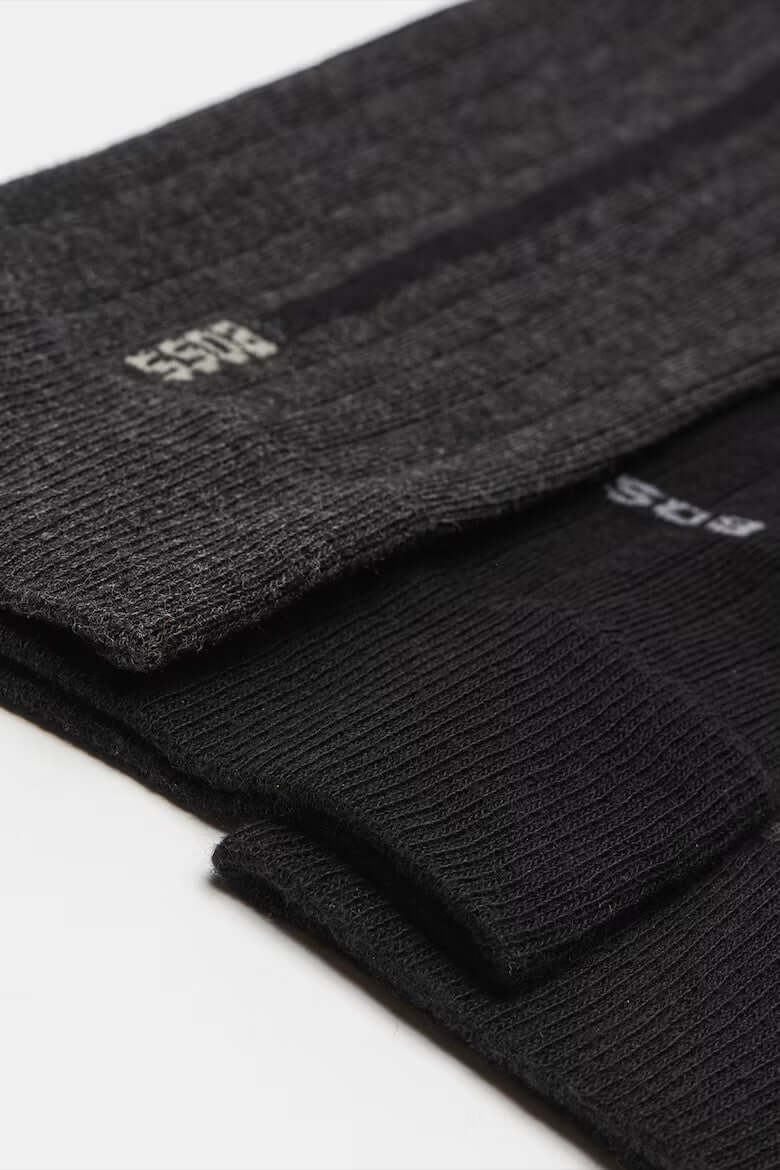 Boss 3 Pack Fine Rib Crew Socks - Black / Grey / Charcoal