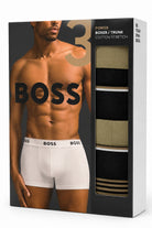 BOSS Power Design 3 Pack Stretch Cotton Trunks - Khaki / Black Multi