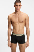 BOSS Power Design 3 Pack Stretch Cotton Trunks - Khaki / Black Multi