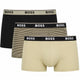 BOSS Power Design 3 Pack Stretch Cotton Trunks - Khaki / Black Multi