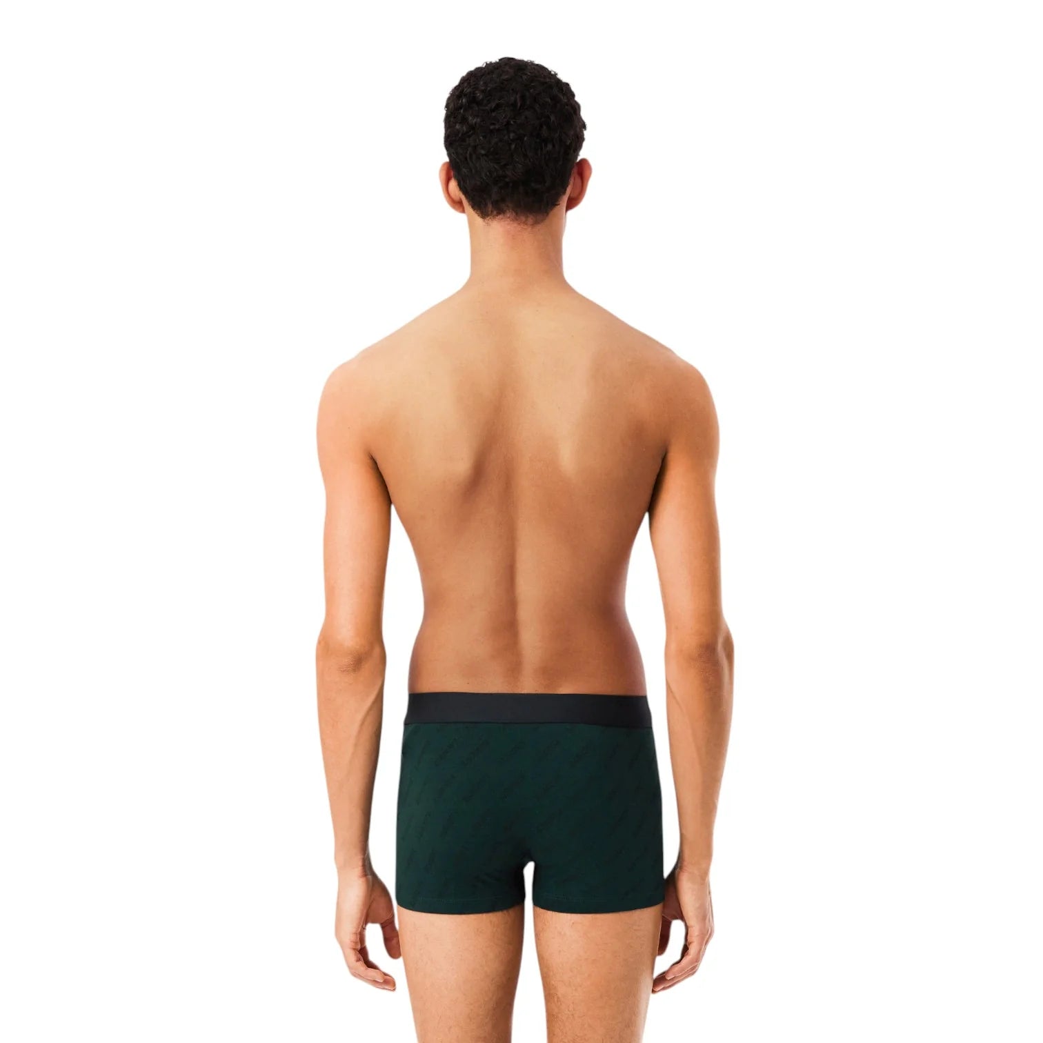 Lacoste 3-Pack Stretch Cotton Trunks – Black, Green & Monogram - Model green