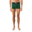 Lacoste 3-Pack Stretch Cotton Trunks – Black, Green & Monogram - Model dark green