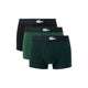 Lacoste 3-Pack Stretch Cotton Trunks – Black, Green & Monogram - Pack