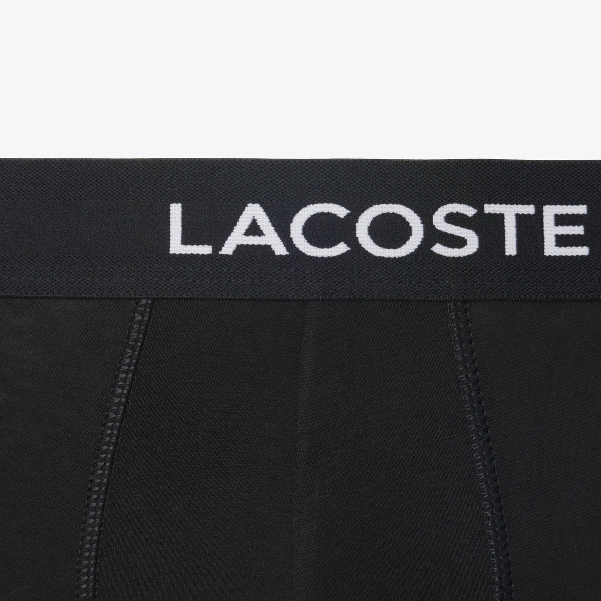 Lacoste black 5 pack trunks waistband branding detail