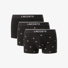 Lacoste Men’s 3-Pack Printed Stretch Trunks – Black Cotton Underwear
