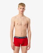 Lacoste 3-Pack Tricolor Waist Trunks - Navy Blue / Grey Chine / Red • W34