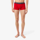 Lacoste 3-Pack Tricolor Waist Trunks - Navy Blue / Grey Chine / Red • W34