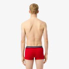 Lacoste 3-Pack Tricolor Waist Trunks - Navy Blue / Grey Chine / Red • W34