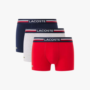 Lacoste 3-Pack Stretch Cotton Trunks – Tricolour Waistband