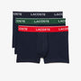 Lacoste 3 Pack Casual Boxer Trunks - Black, Multicolour Waistbands HYO