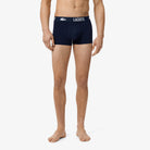 Lacoste navy stretch cotton trunks front product view