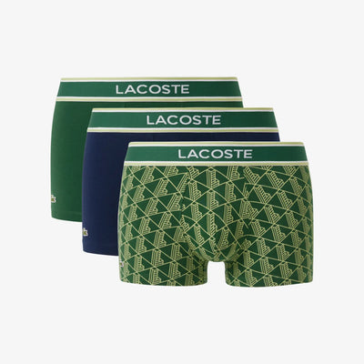 Lacoste Monogram Cotton Stretch Trunks 3 Pack | Cotton Jersey