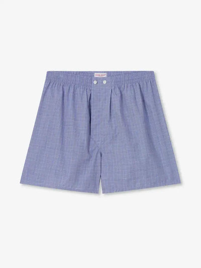 Derek Rose Men’s Premium Felsted 3 Cotton Boxers – Classic Fit Mid Blue