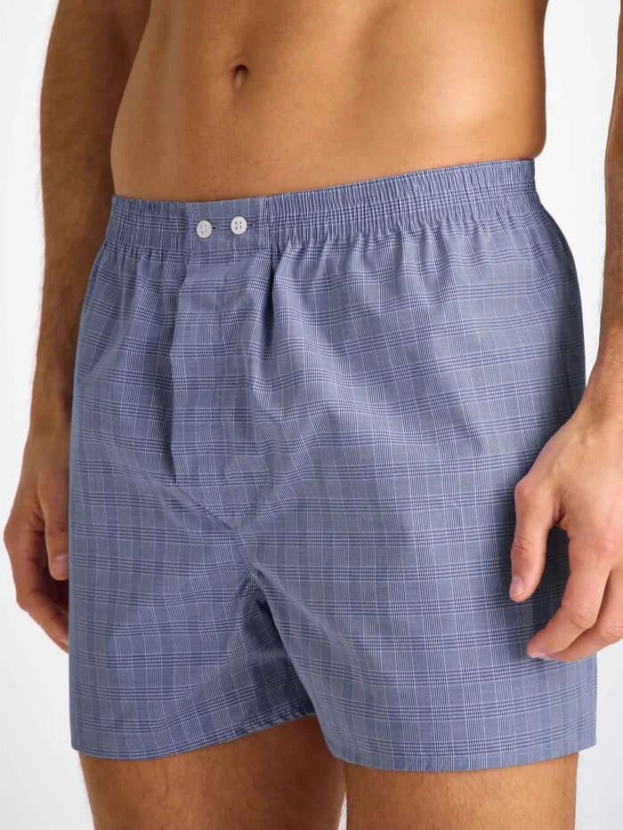 Derek Rose Men’s Premium Felsted 3 Cotton Boxers – Classic Fit Mid Blue