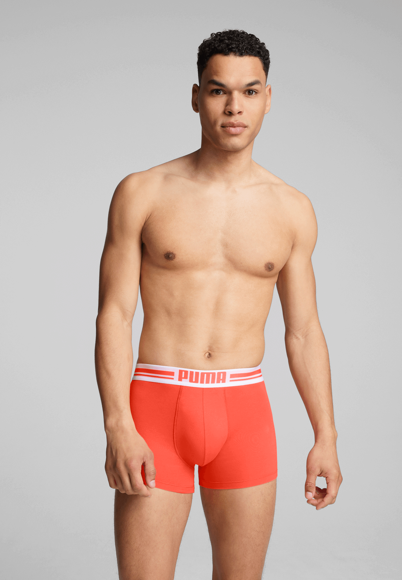 Puma Placed Logo Men's Boxer Underwear 2 Pack - Hot Heat / Dark Night