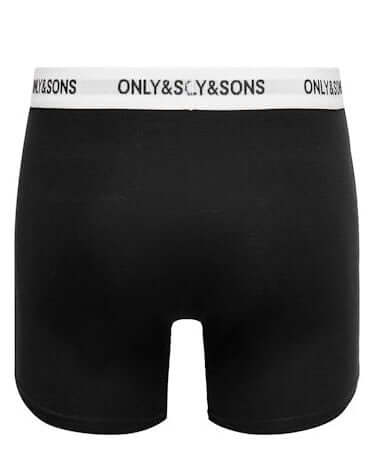 Only & Sons Onsfitz 3 Pack Solid Cotton Stretch Boxer - Black