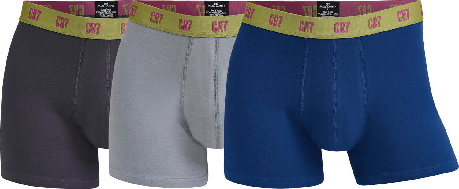 CR7 3-Pack Men's Cotton Fashion Trunk - Blue with grey