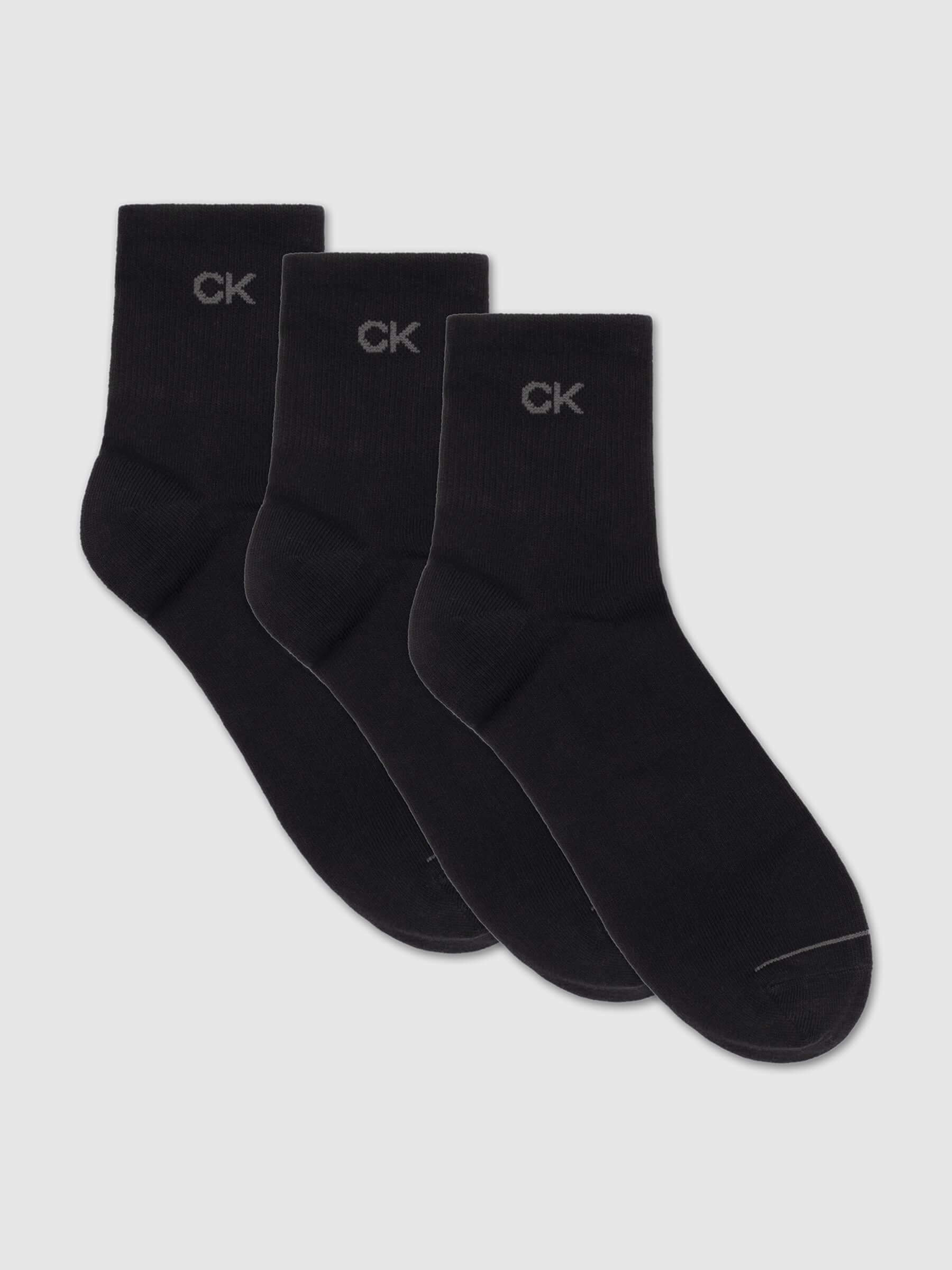Calvin Klein 3 Pack Short Socks - One Size, Black