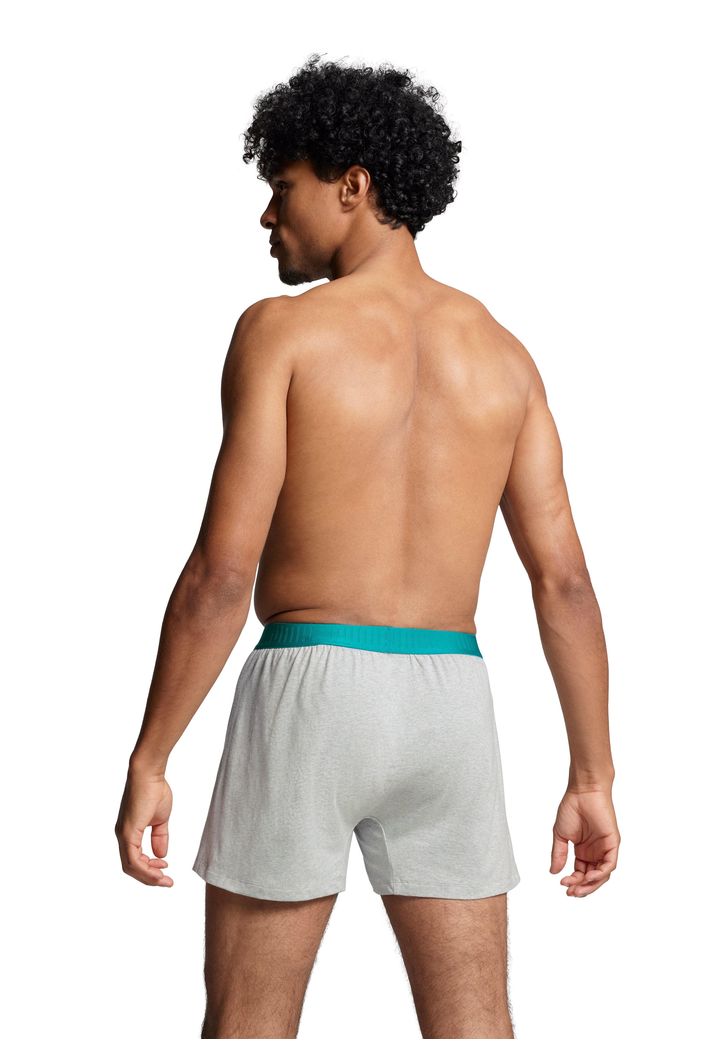 PUMA Men's Loose Fit Jersey Boxer 2 Pack - Teal/Grey