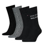 Tommy Hilfiger Men 4 Pack Tin Gift Box Crew Socks (Black)
