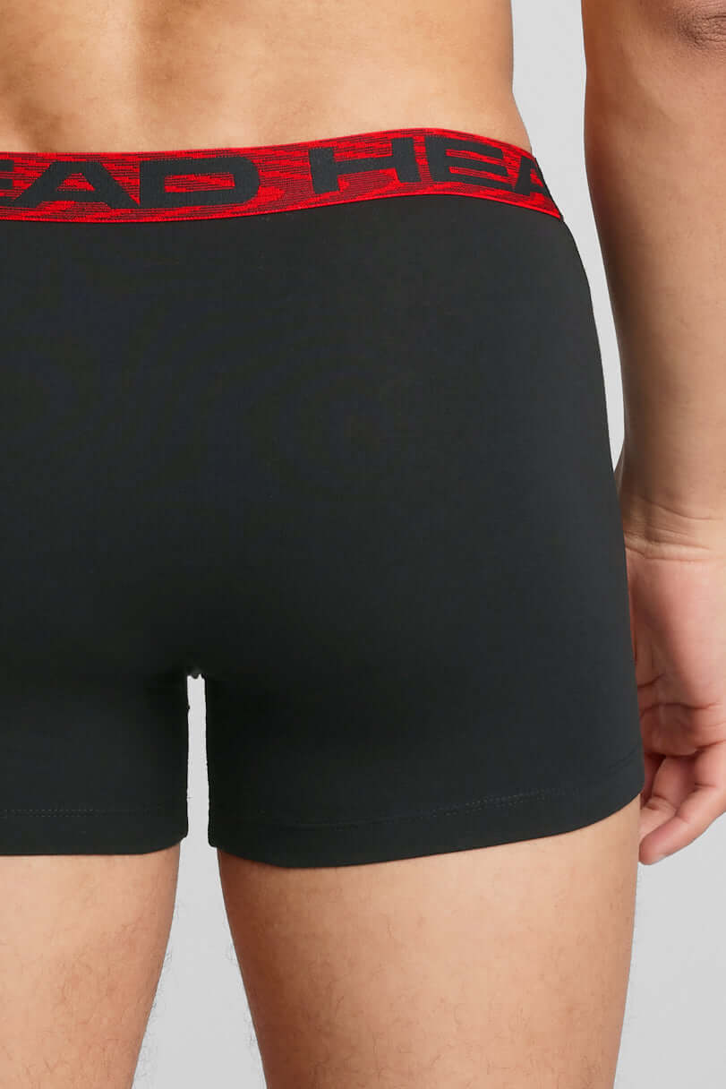 Head Mens 2 Pack Cotton Stretch Boxer Briefs - Black/Red Pants