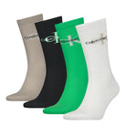 Calvin Klein 4 Pack Logo-Print Ribbed Crew Socks Gift Set - Taupe Combo