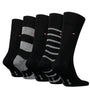 Tommy Hilfiger Men Socks 5 Pack Gift Box - Mouline Stripe (Black)