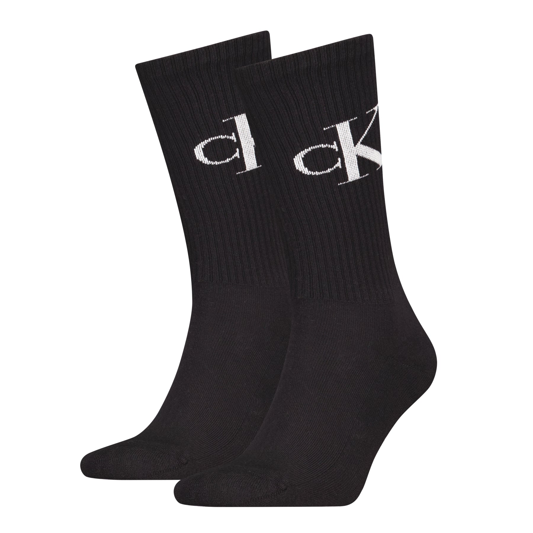Black socks with a logo on a white background