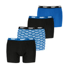 Puma Men’s Cotton Stretch Boxers 4 Pack –Blue, Printed Logo