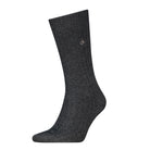 Dark gray sock with a brand logo on a white background