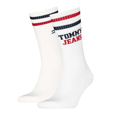 Tommy Jeans Men’s 2 Pack Sports Crew Socks – Brown & White | Cotton Stretch